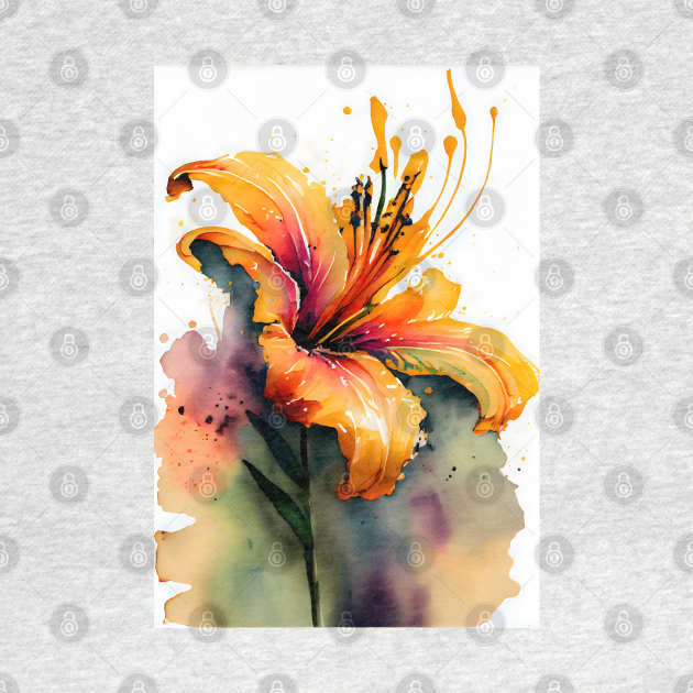 An Orange Daylily Day Lily Watercolor Design by designs4days